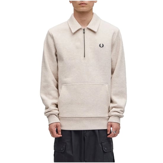 Fred Perry Half Zip Porridge Marl Pullover Sweater - Image 3