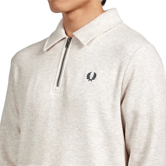 Fred Perry Half Zip Porridge Marl Pullover Sweater - Image 6
