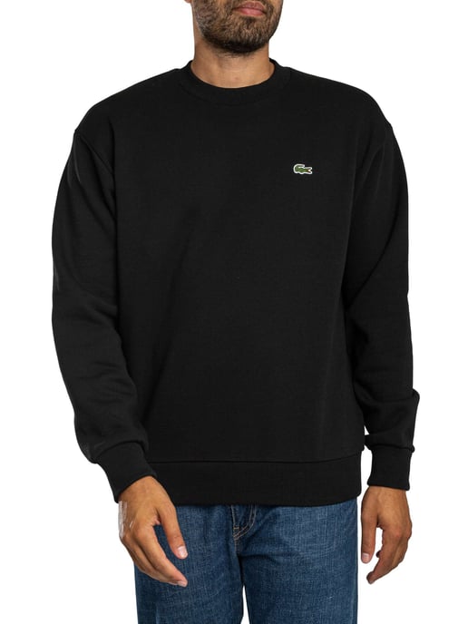 Lacoste Cotton Fleece Sweatshirt, Black - Image 2