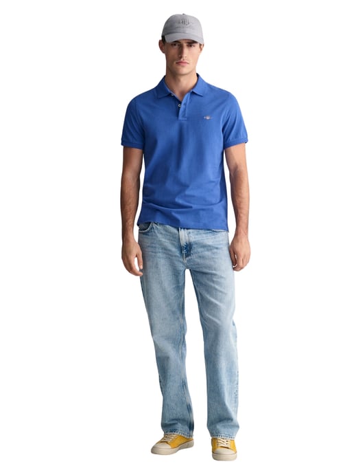 Gant Polo SS Regular Shield Pique Polo Blue - Image 4