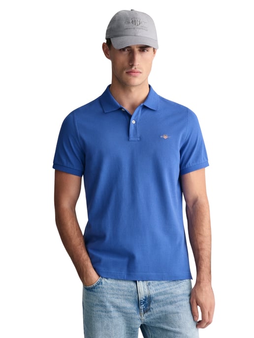 Gant Polo SS Regular Shield Pique Polo Blue - Image 5