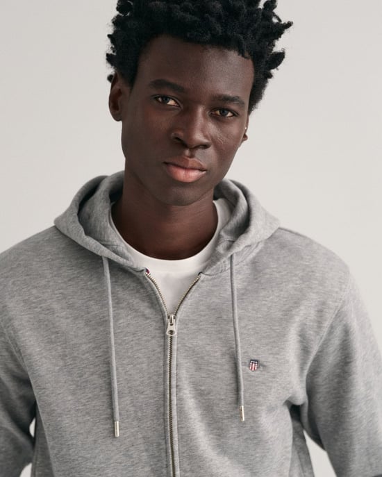 GANT Heren Regular Fit Shield Logo Volledige Rits Hoodie - Image 4