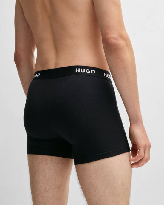 HUGO Mens Three-Pack of Stretch-Cotton Boxer Briefs with Logo Waistbands NOS - Image 3