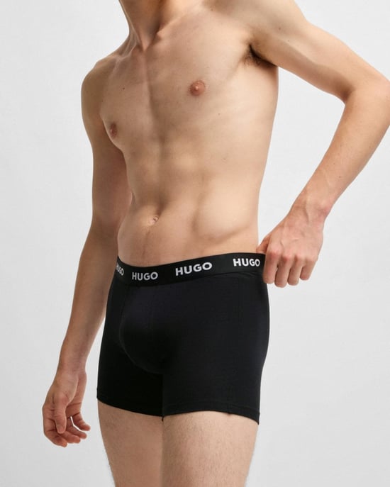 HUGO Mens Three-Pack of Stretch-Cotton Boxer Briefs with Logo Waistbands NOS - Image 4