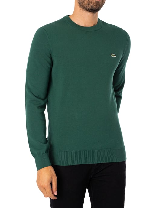 Lacoste Organic Cotton Crew Neck Knit, Green - Image 2