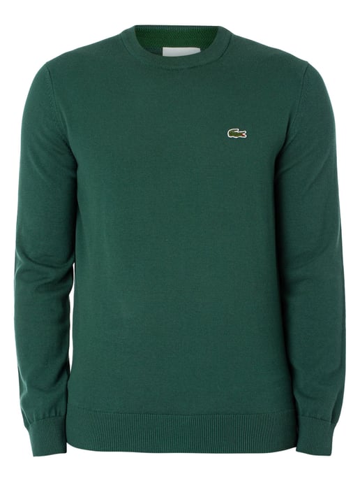 Lacoste Organic Cotton Crew Neck Knit, Green - Image 6