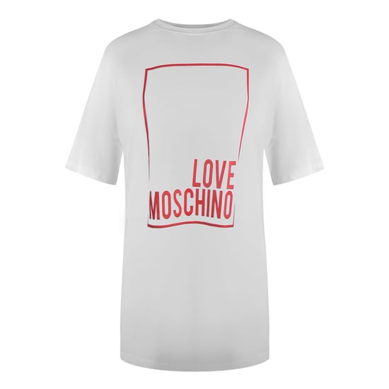 Love Moschino Large Box Logo Oversized White Mini T-shirt Dess - Image 1