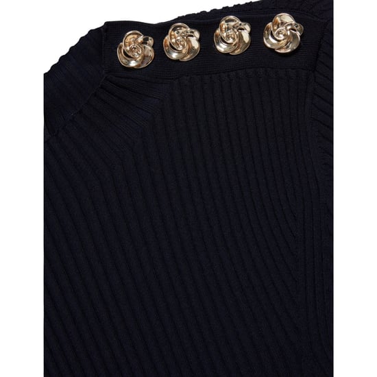 Ted Baker Lilano Geribbelde Gebreide Jurk Met Knoopdetails In Marineblauw - Image 5