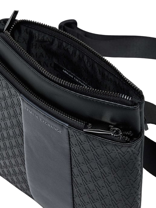 Armani Exchange Textured Logo Crossbody Bag, Black - Image 5