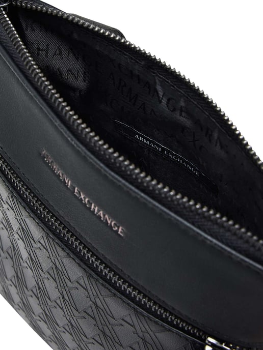 Armani Exchange Flat Crossbody Messenger Bag, Black - Image 3