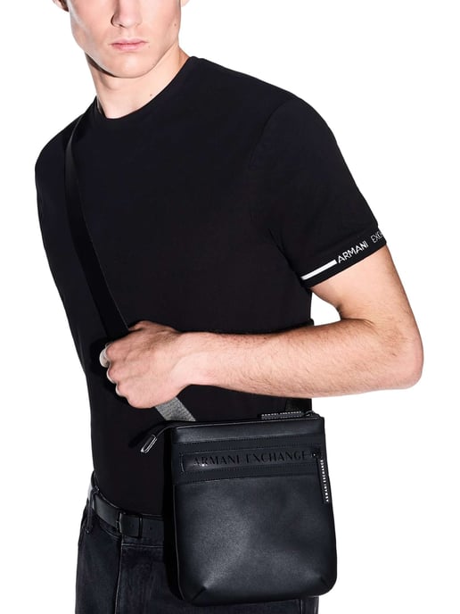 Armani Exchange Flat Crossbody Bag, Black - Image 6