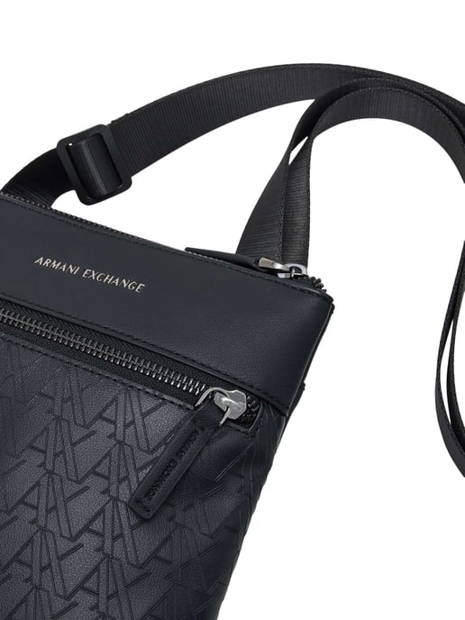 Armani Exchange Flat Crossbody Messenger Bag, Black - Image 4
