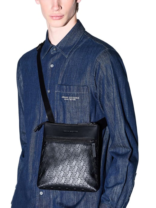 Armani Exchange Flat Crossbody Messenger Bag, Black - Image 5