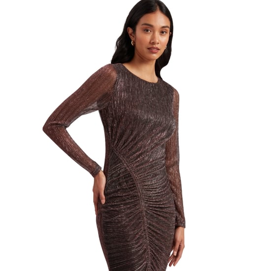 Ted Baker Anthers Metallic Bodycon Jurk Met Plooien In Roze - Image 3