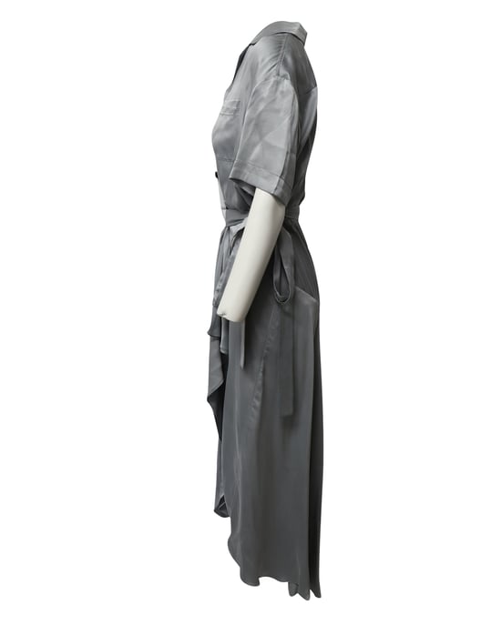 Burberry Midi Wrap Shirt Dress in Pale Blue Silk-Satin - Image 2