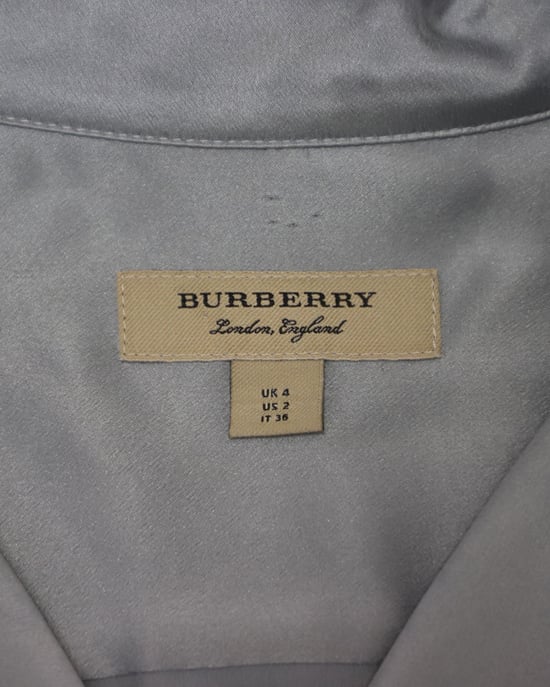 Burberry Midi Wrap Shirt Dress in Pale Blue Silk-Satin - Image 5