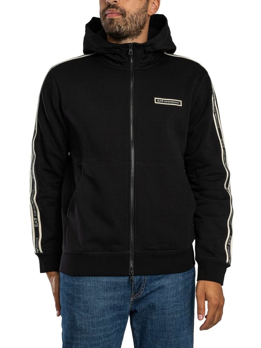 EA7 Hoodie Met Ritsvak Met Logo, Zwart - Image 1