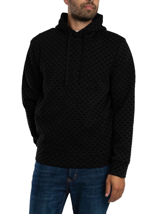 Armani Exchange Pullover Hoodie Met Patroon En Logo, Zwart - Image 1