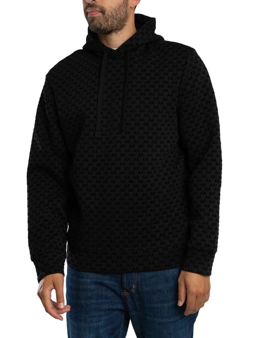 Armani Exchange Pullover Hoodie Met Patroon En Logo, Zwart - Image 2