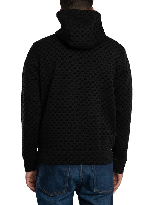 Armani Exchange Pullover Hoodie Met Patroon En Logo, Zwart - Image 3