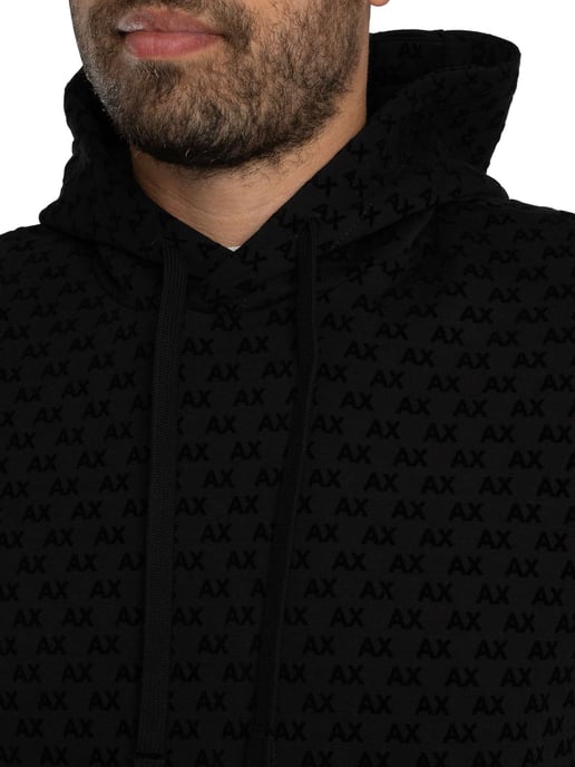 Armani Exchange Pullover Hoodie Met Patroon En Logo, Zwart - Image 4