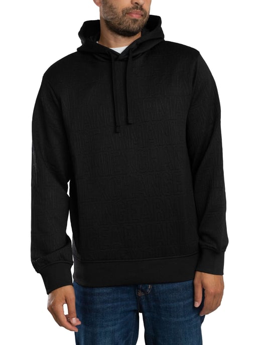 Armani Exchange Pullover Hoodie Met Merkpatroon, Zwart - Image 1