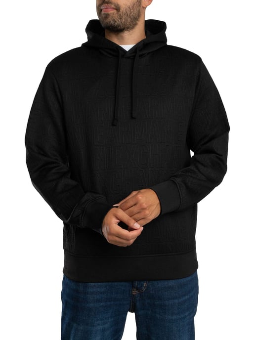 Armani Exchange Pullover Hoodie Met Merkpatroon, Zwart - Image 2