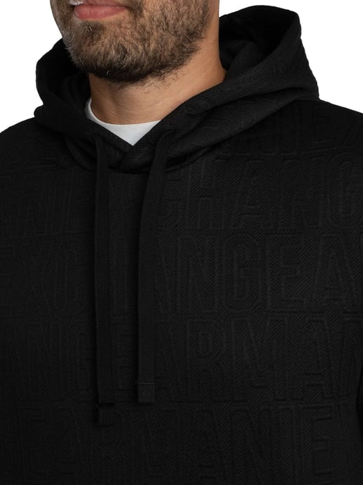 Armani Exchange Pullover Hoodie Met Merkpatroon, Zwart - Image 4