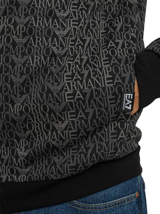 Emporio Armani Hoodie Met Rits En Merkpatroon, Zwart - Image 4