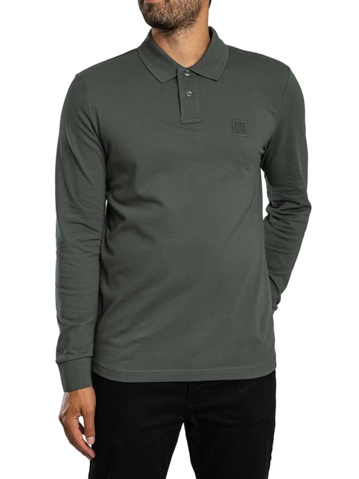 BOSS Passerby Longsleeved Polo Shirt, Green - Image 2