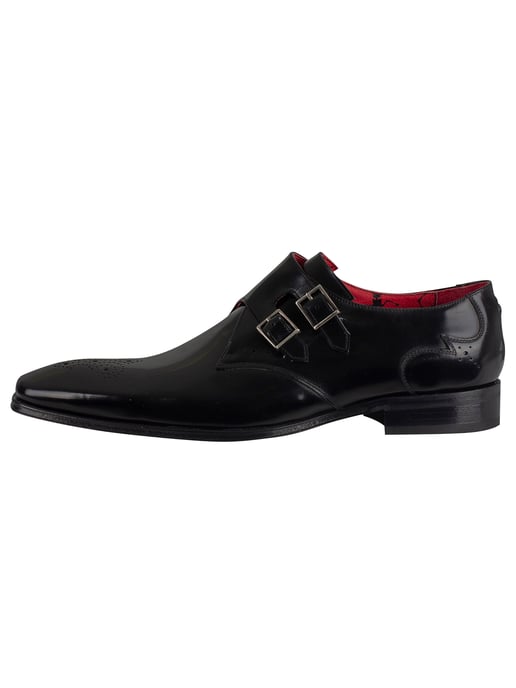 Jeffery West Gepolijste Leren Schoenen Met Gesp, Zwart - Image 2
