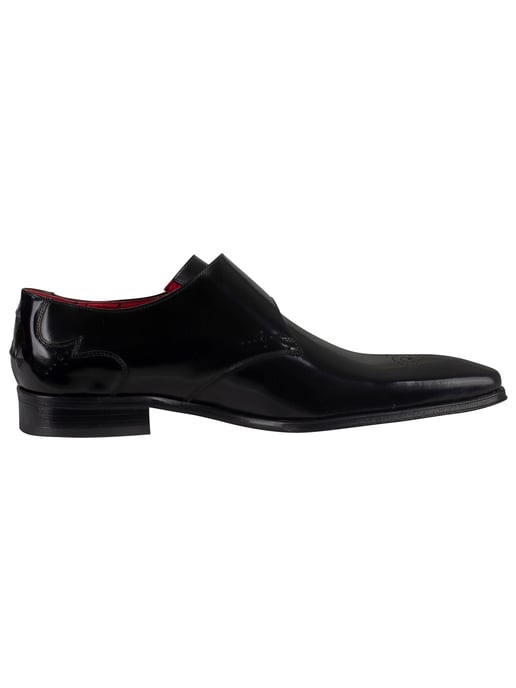 Jeffery West Gepolijste Leren Schoenen Met Gesp, Zwart - Image 3