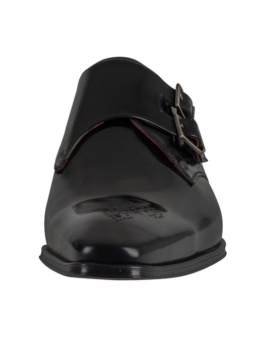 Jeffery West Gepolijste Leren Schoenen Met Gesp, Zwart - Image 4