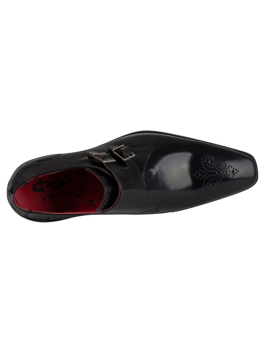 Jeffery West Gepolijste Leren Schoenen Met Gesp, Zwart - Image 6
