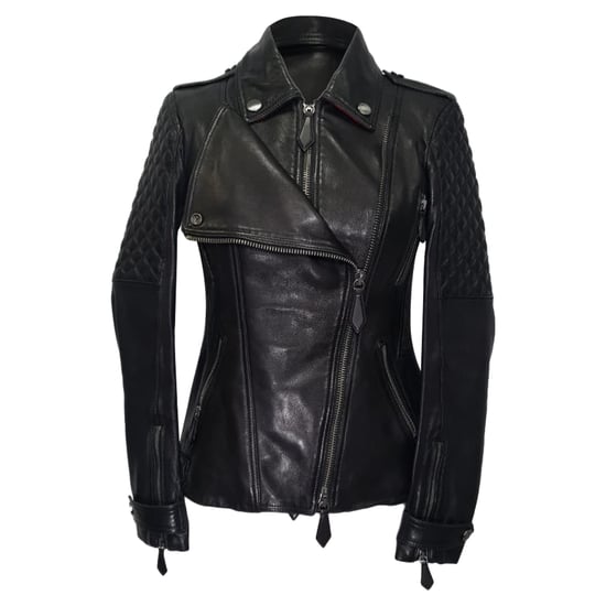 Burberry Quilted Accent Biker Jacket in Black Lamb Leather - Image 1