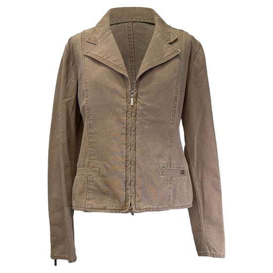 Chanel Zip-Up Denim Jacket in Brown Cotton - Image 1