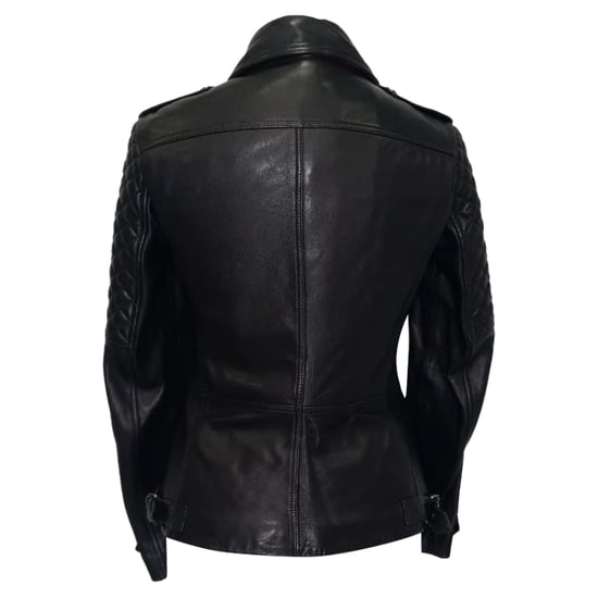 Burberry Quilted Accent Biker Jacket in Black Lamb Leather - Image 3