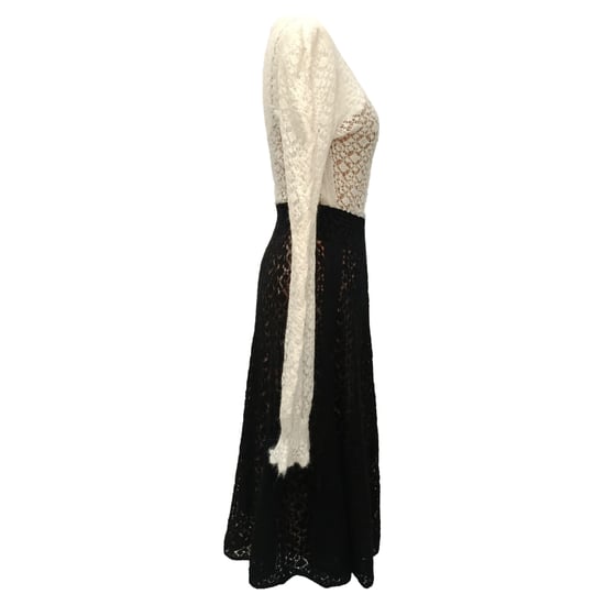 Chanel Two-Tone Lace Midi Dress in Black Wool - Image 2