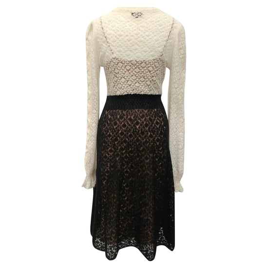 Chanel Two-Tone Lace Midi Dress in Black Wool - Image 3