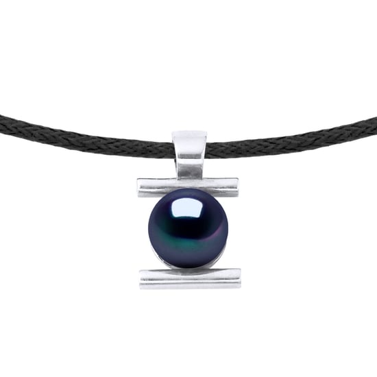 Necklace Genuine Freshwater Pearl Round 9-10 mm — Rhodium-Plated Sterling Silver 925 — 50 cm — Men - Image 1