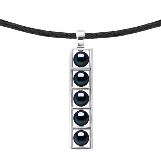 Necklace Genuine Freshwater Pearls Button 5-6 mm — Rhodium-Plated Sterling Silver 925 — 50 cm — Men - Image 1