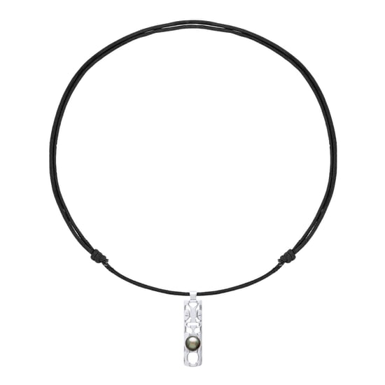 Necklace Genuine Tahitian Pearl Circled 8-9 mm — Rhodium-Plated Sterling Silver 925 — 50 cm — Men - Image 3