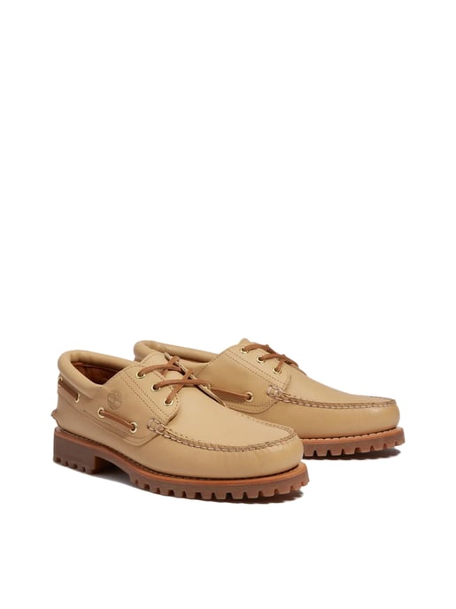 Authentieke, handgenaaide bootschoenen met 3 veterogen. - Image 2