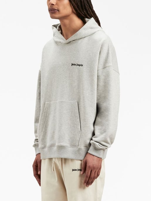 Palm Angels Embroidered Logo Hoodie in Grey - Image 3