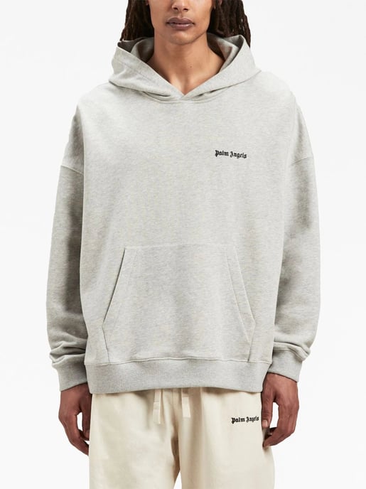 Palm Angels Embroidered Logo Hoodie in Grey - Image 4