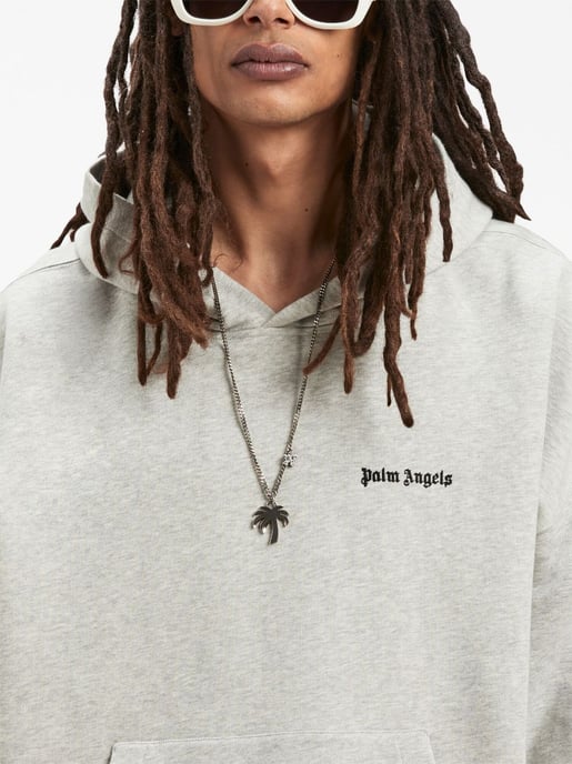 Palm Angels Embroidered Logo Hoodie in Grey - Image 5