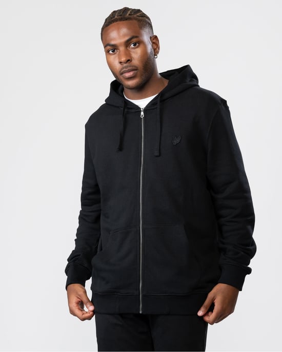 Lyle & Scott Tonal Eagle Jet Black Hoodie Met Rits - Image 1
