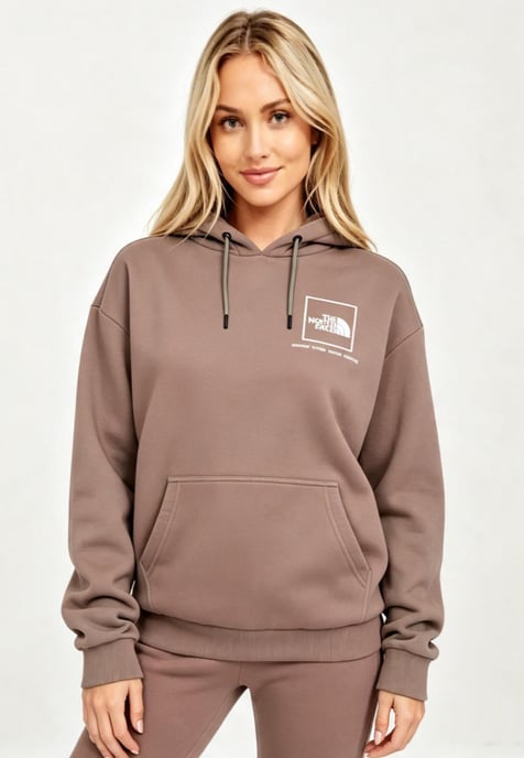 The North Face Womens Back New Fine Box Hoodie in Deep Taupe - Image 1