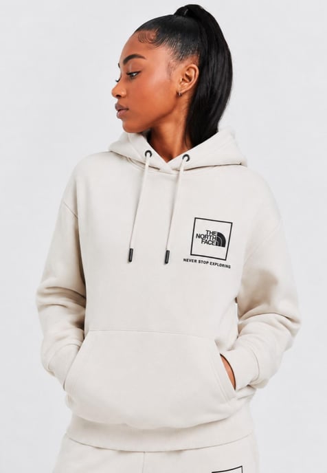 The North Face Womens Back New Fine Box Hoodie in Moonlight Ivory - Image 1