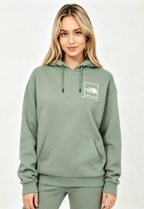 The North Face Womens Back New Fine Box Hoodie in Green - Image 1